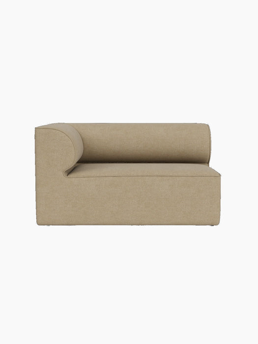 Top-down view of the Eave Modular Sofa Corner 129 module, upholstered in light beige Audo Bouclé 02 fabric.