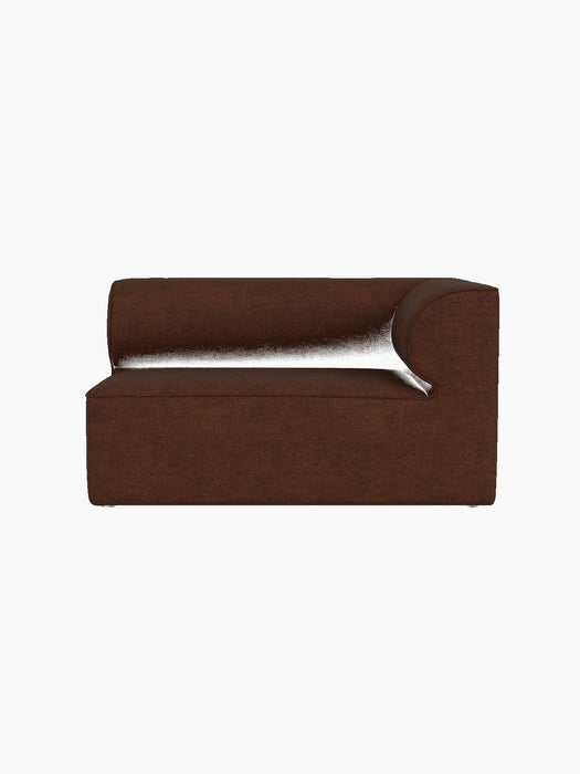 Right-hand corner module of the Eave Modular Sofa, upholstered in rust-coloured Audo Bouclé 08 fabric on a black background