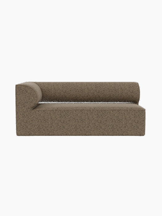 Front view of the Eave Modular Sofa, 86, Corner 172 module in a textured brown upholstery against a black background.