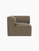 A side view of the Eave Modular Sofa, 86, Corner, upholstered in a textured brown fabric and isolated on a black background.