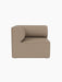 Side view of the Eave Modular Sofa, 86, Corner piece in textured Logan Flint fabric, showing its distinctive curved armrest.