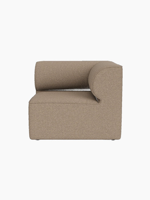 Front view of the Eave Modular Sofa, 86, Corner piece in textured Logan Flint fabric against a solid black background.