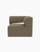 Front view of the Eave Modular Sofa 86 Corner upholstered in a brown and black textured fabric against a black background.