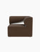 Side view of the Eave Modular Sofa 86 Corner unit in a brown, textured Barnum Boucle fabric, shown on a black background.