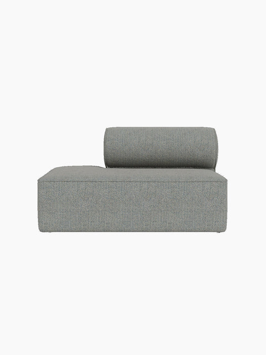 Front view of the Eave Modular Sofa, 86, Open End module in a light grey textured fabric, shown against a black background.