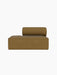 A front view of the Eave Modular Sofa, 86, Open End, upholstered in a textured, mustard-yellow Audo Bouclé 06 fabric.