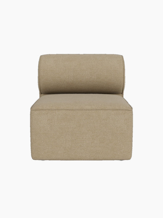 A front-on view of the Eave Modular Sofa, 86, Open Section, upholstered in a textured, sandy beige Audo Bouclé 02 fabric.