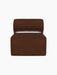 A front view of the Eave Modular Sofa, 86, Open Section upholstered in a dark brown, textured Audo Bouclé 08 fabric.