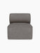 Front view of the Eave Modular Sofa, 86, Open Section in textured grey Audo Bouclé 16 fabric against a black background.
