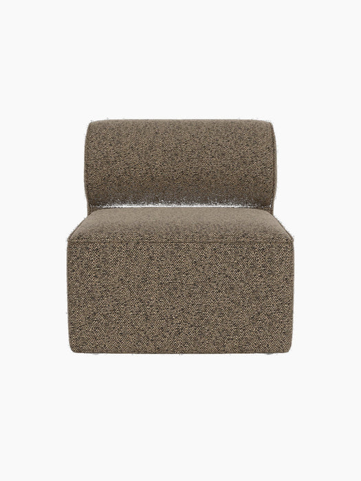 Front view of the Eave Modular Sofa, 86, Open Section, upholstered in a textured brown/black fabric, on a black background.
