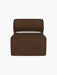 A front view of the Eave Modular Sofa, 86, Open Section, upholstered in a brown, textured Audo Bouclé 07 fabric.