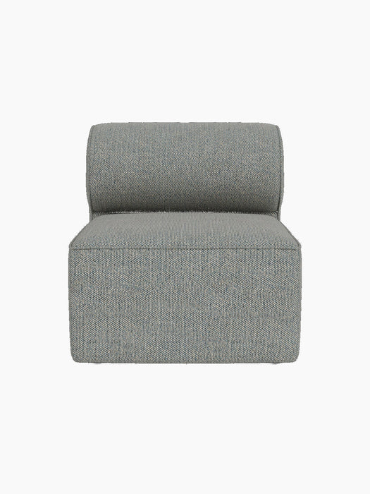 Front view of the Eave Modular Sofa, 86, Open Section, in light blue and grey textured fabric, on a black background.