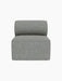 Front view of the Eave Modular Sofa, 86, Open Section, in light blue and grey textured fabric, on a black background.