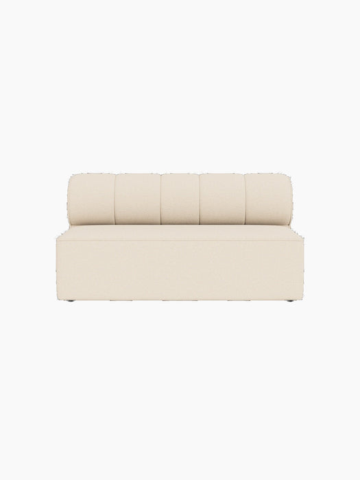A front-on photograph of the Eave Seamline Modular Sofa, Open Section 172, upholstered in a light cream Logan Jasmine fabric.