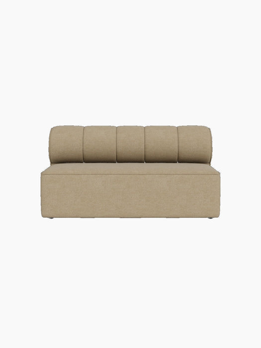 Front view of Eave Seamline Modular Sofa Open Section, upholstered in light beige Audo Bouclé 02 against a black background.