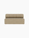 Front view of Eave Seamline Modular Sofa Open Section, upholstered in light beige Audo Bouclé 02 against a black background.