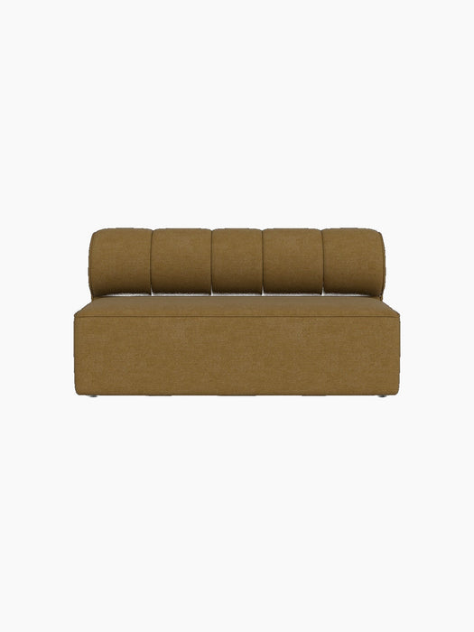 Front view of the Eave Seamline Modular Sofa, Open Section 172, in a mustard Audo Bouclé 06 fabric on a black background.