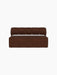 A front view of the Eave Seamline Modular Sofa, Open Section 172, upholstered in a textured brown Audo Bouclé 08 fabric.