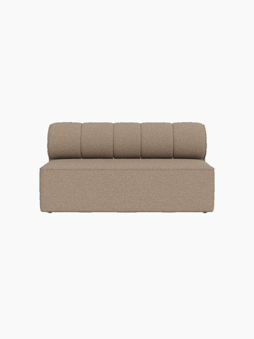A front view of the Eave Seamline Modular Sofa, Open Section 172, upholstered in a textured, light-brown Logan Flint fabric.