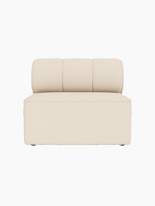 A top-down view of the Eave Seamline Modular Sofa, 86, Open Section, upholstered in a light cream Logan Jasmine fabric.