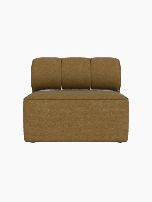 A front view of the Eave Seamline Modular Sofa 86 Open Section, upholstered in a textured, brown Audo Bouclé 06 fabric.