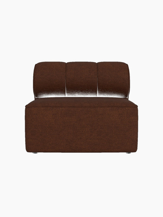 Front view of the Eave Seamline Modular Sofa 86 Open Section in a textured, rust-brown Audo Bouclé 08 fabric.