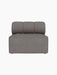 Front view of the armless Eave Seamline Modular Sofa, 86, Open Section, upholstered in grey Audo Bouclé on black.