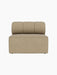 Front view of the Eave Seamline Modular Sofa, 86, Open Section in a light beige bouclé fabric against a black background.