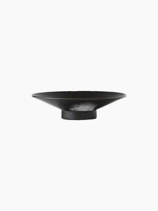 A top-down view of the Hana Vase in Umber. The low, wide vase has a flared, bowl-like shape on a short pedestal.