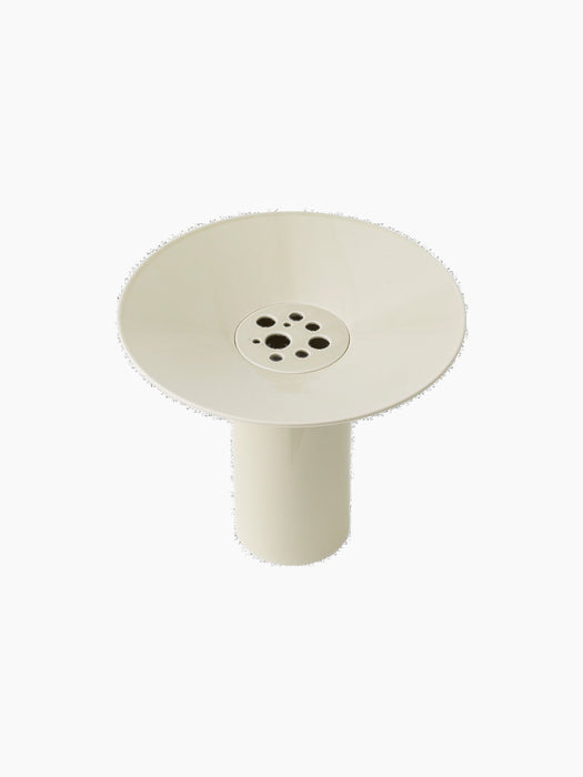 A high-angle view of the Hana Vase in Ashen. The image focuses on the wide, flared top which has a central insert with holes.