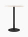 Front view of the Harbour Column Bar Table, showing its light round top, slender black fluted column, and flat round base.