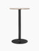 Front view of the Harbour Column Bar Table with a round Kunis Breccia stone top, a slim black column and a round base.