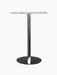The Harbour Column Counter Table, featuring a rectangular off-white marble top and a slim black column with a round base.