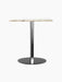 The Harbour Column Dining Table with a rectangular off-white marble top, standing on a single black column with a round base.