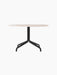 A front view of the Harbour Column Lounge Table with a round, light-coloured tabletop and a slim, black star-shaped base.