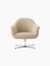 Front view of the Harbour Lounge Chair upholstered in light beige Baena 15 fabric with a polished aluminium swivel star base.