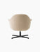 Back view of the Harbour Lounge Chair with light beige textured upholstery and a black, star-shaped swivel base.