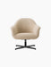 Front view of the Harbour Lounge Chair upholstered in light beige bouclé fabric with a black star swivel base.