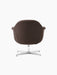 Back view of the Harbour Lounge Chair in brown textile with a polished aluminium star swivel base, on a black background.