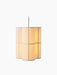 Lit Hashira Pendant Lamp, Cluster. Three cylindrical shades in raw linen hang together against a black background.
