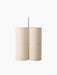 Side view of the Hashira Pendant Lamp, Cluster, showing two cylindrical raw linen shades against a black background.