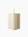 A front view of the Hashira Pendant Lamp, Cluster, with three conjoined cylindrical shades of raw linen fabric.