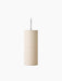A front view of the Hashira Pendant Lamp with its cylindrical raw linen shade, suspended against a black background.