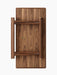 Jäger Lounge Table in oiled walnut, photographed from above in its folded state, showing the wooden frame and brass details.