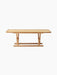 Front view of the Jäger Lounge Table in Natural Oak, featuring a long rectangular top and distinctive foldable legs.