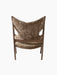 Back view of the Knitting Lounge Chair, featuring a dark stained oak frame and upholstered in fluffy Sahara sheepskin.