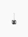The Kubus 1 candle holder in black, a cube-shaped metal frame holding a single tall white candle against a black background.