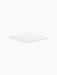 A thin, square, white plate, which is the Base for Kubus 8, shown at an angle against a plain black background.