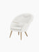 Three-quarter view of the Oda Lounge Chair in light grey Hallingdal 110 fabric with natural oak legs and armrests.