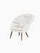 Three-quarter view of the Oda Lounge Chair with off-white Hallingdal 110 upholstery, walnut frame, and integrated armrests.